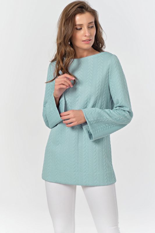 Long sleeve loose knitted tunic in mint color