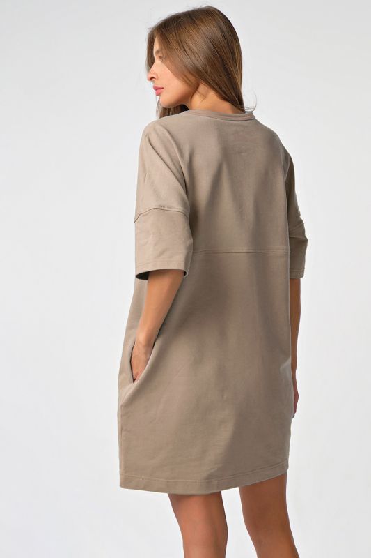 Beige jersey over-size T-shirt dress