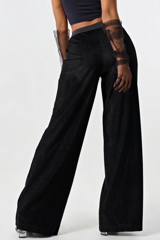 Black knitted velvet pants