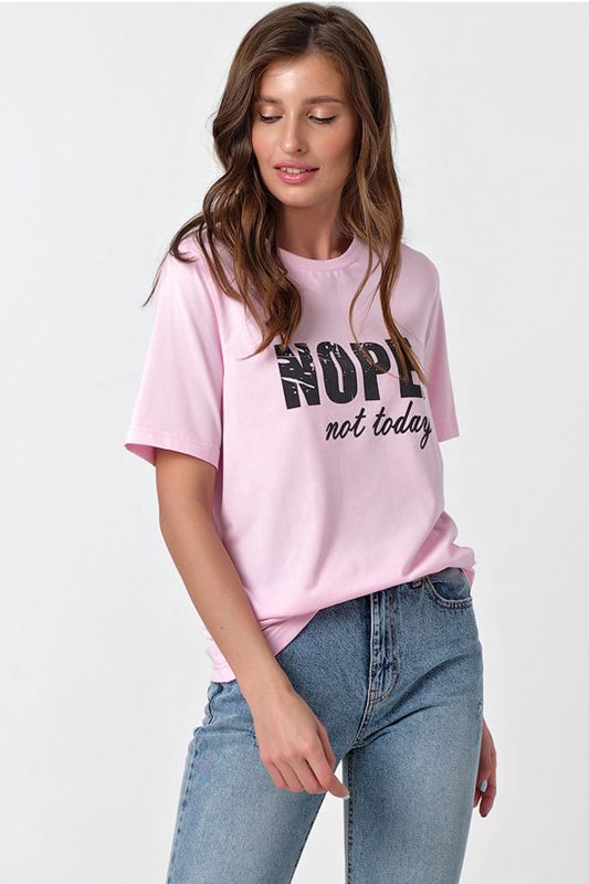 Basic knitted cotton oversize T-shirt in pink