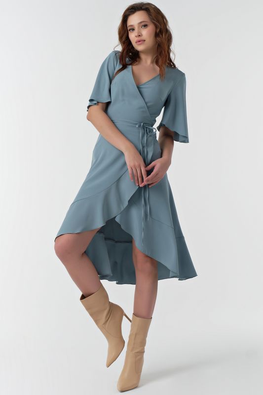 Mint fit-and-flare midi dress with flounces