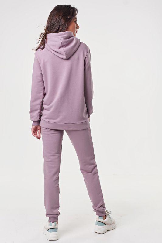 Lavender jersey sport pants suit with hoodie