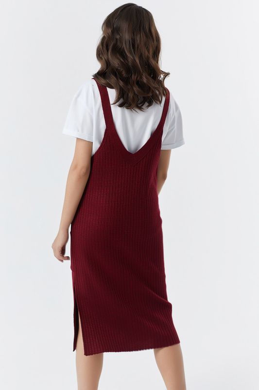 Warm knitted midi bordeaux sundress