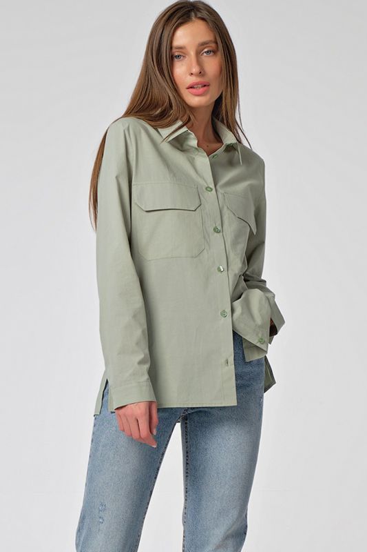 Shirt classic long sleeve straight cotton shirt green