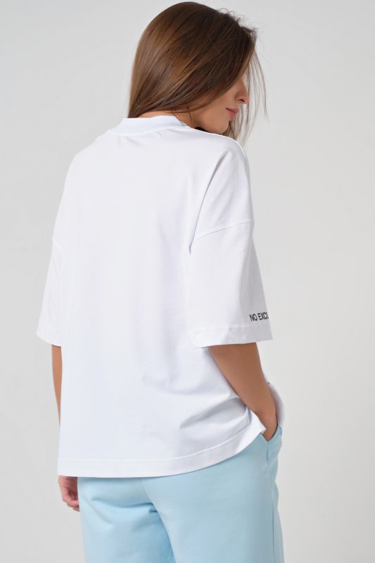 Oversize T-shirt with inscription in cotton white