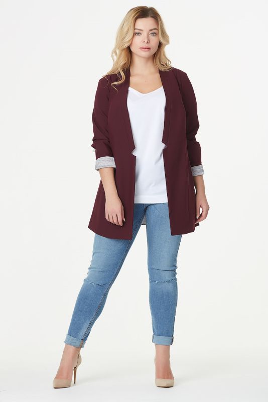 Classic large size cotton burgundy jacket