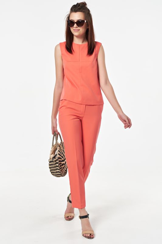 Summer pantsuit with coral top