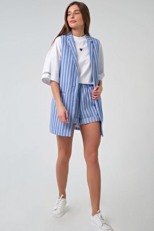 Long cotton striped summer vest on light blue