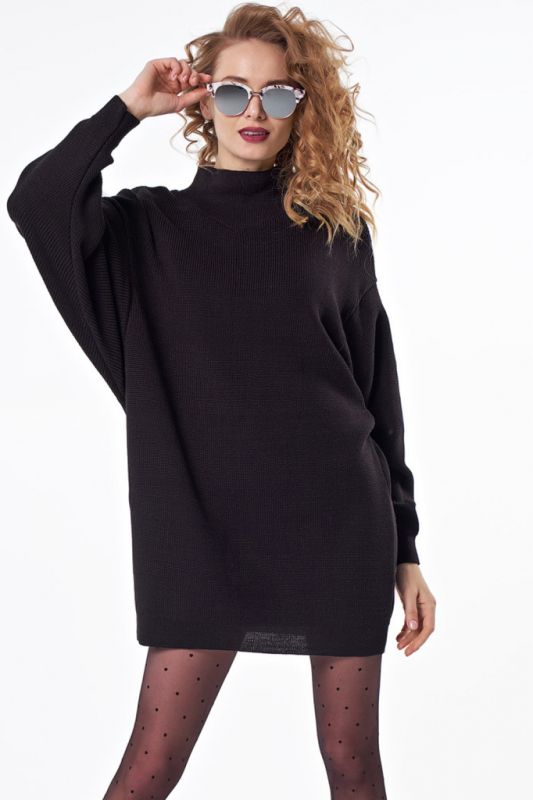 Black wool short sweater dress