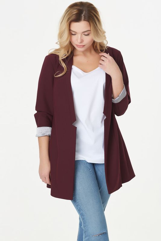 Classic large size cotton burgundy jacket