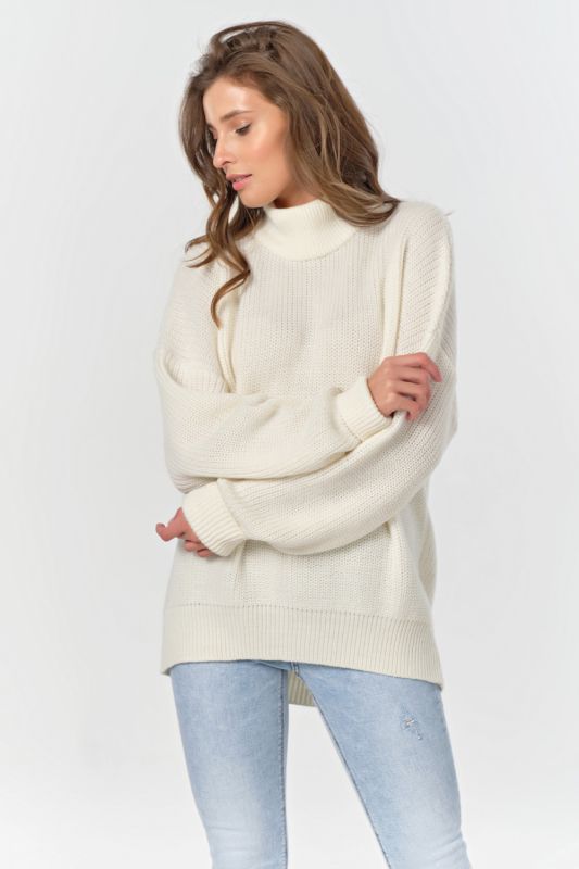 Milk high neck over-size knitted over-size sweater