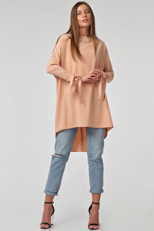 Peach long sleeve flared blouse with long sleeves