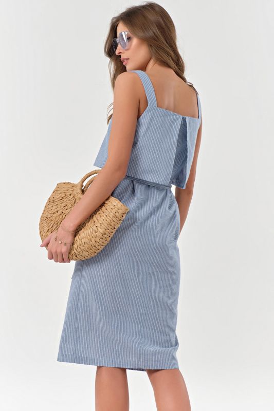 Lightweight striped cotton wide-strapped sundress on blue