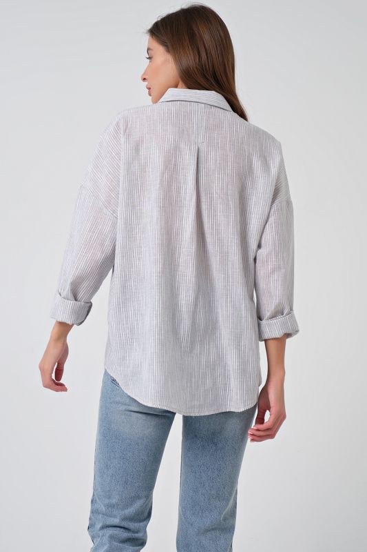 Striped Cotton Summer Oversize Shirt on gray