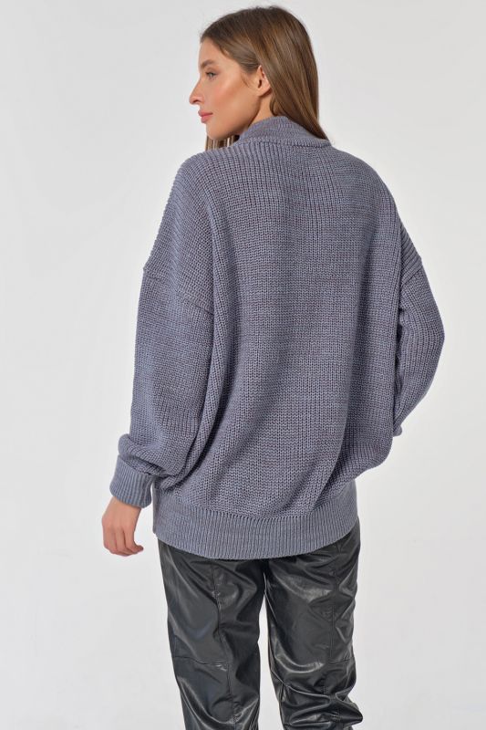 Dusty blue high neck knitted over-size sweater