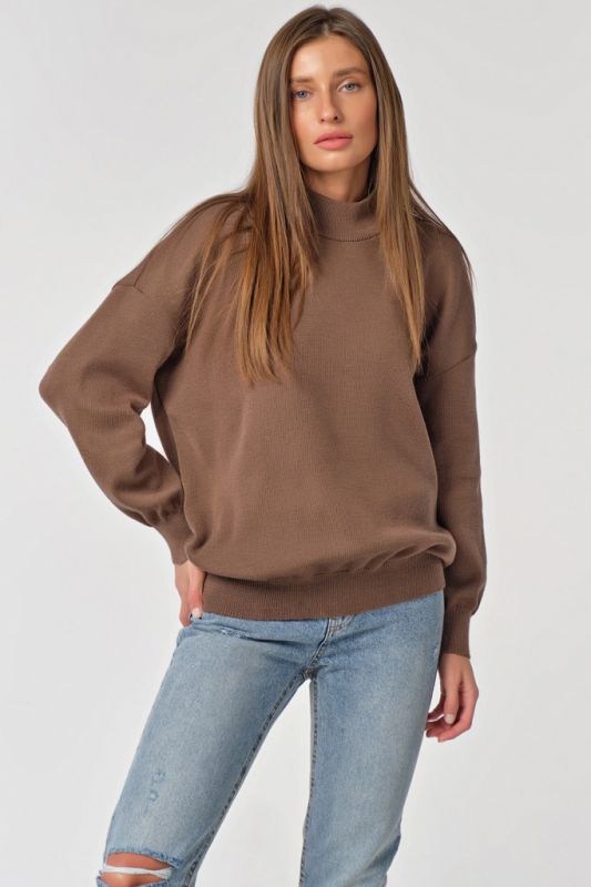 Coffee wool free silhouette varsity sweater