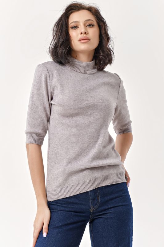 Short sleeve wool knitted sweater gray melange