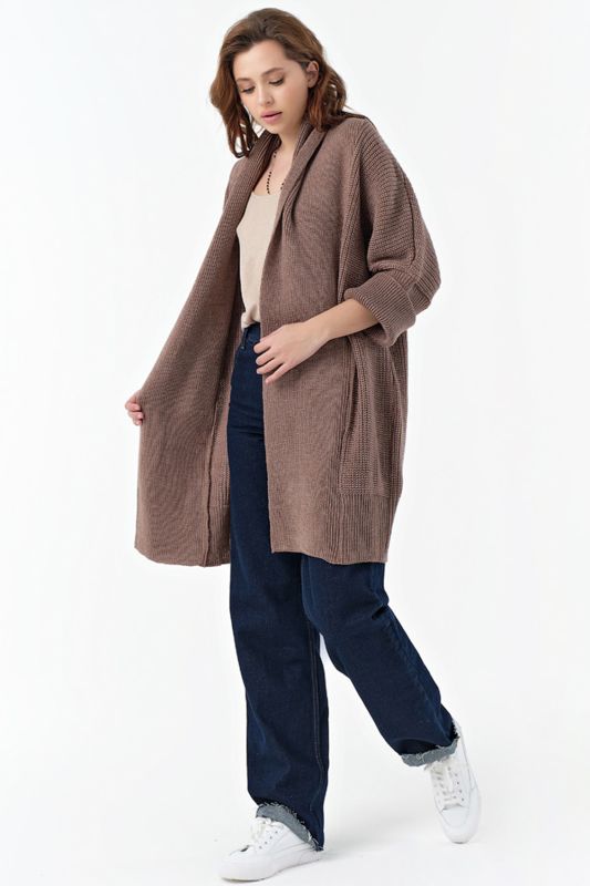 Cardigan knitted voluminous melange melange walnut