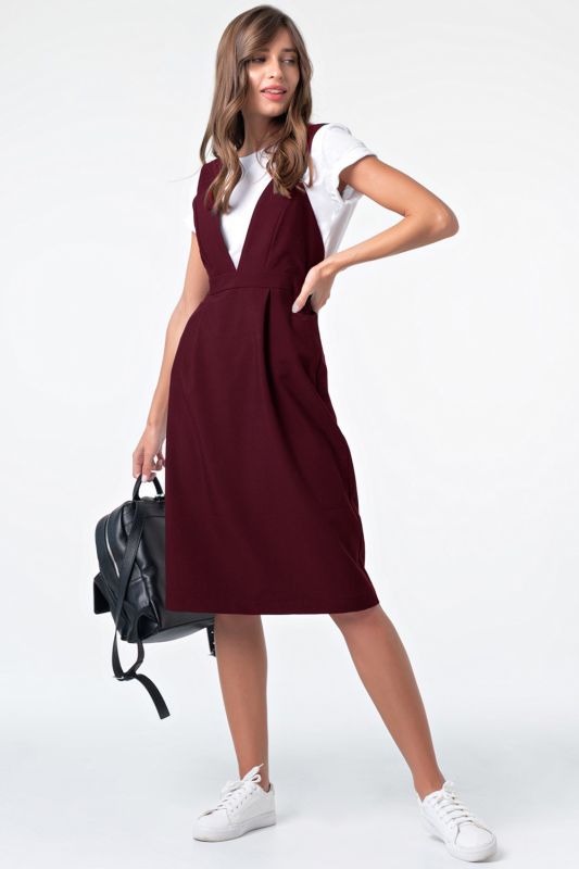 Office sundress under blouse burgundy