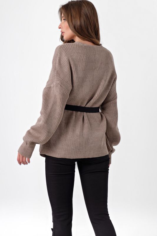 Warm beige melange over-size knitted cardigan