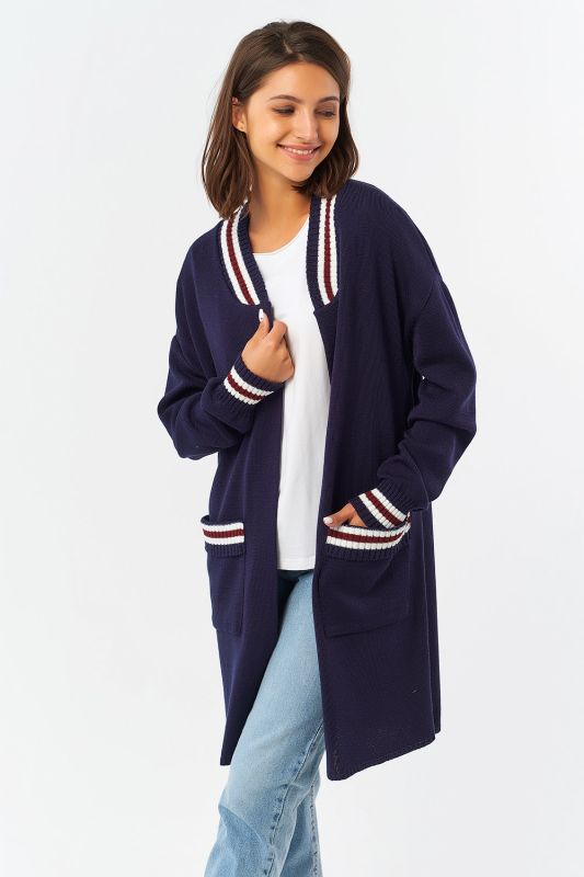 Knitted loose cardigan with pockets blue