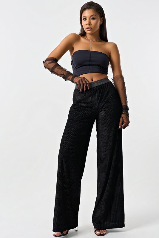 Black knitted velvet pants