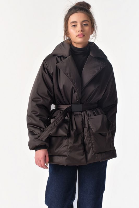 Black demi-seasonal jacket with belt