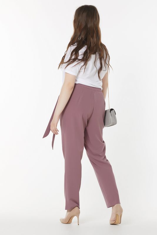 Straight summer pants in big sizes lilac