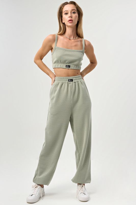 Sage textured knit pants