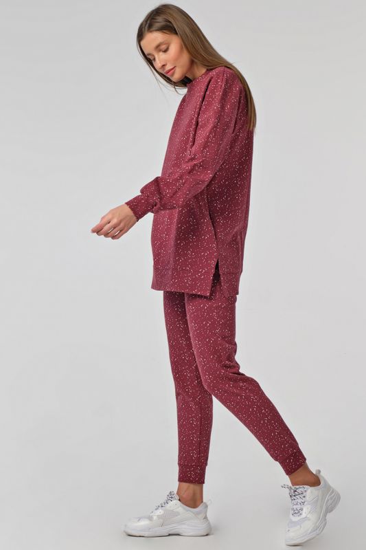 Casual over-size jersey burgundy speckled suit