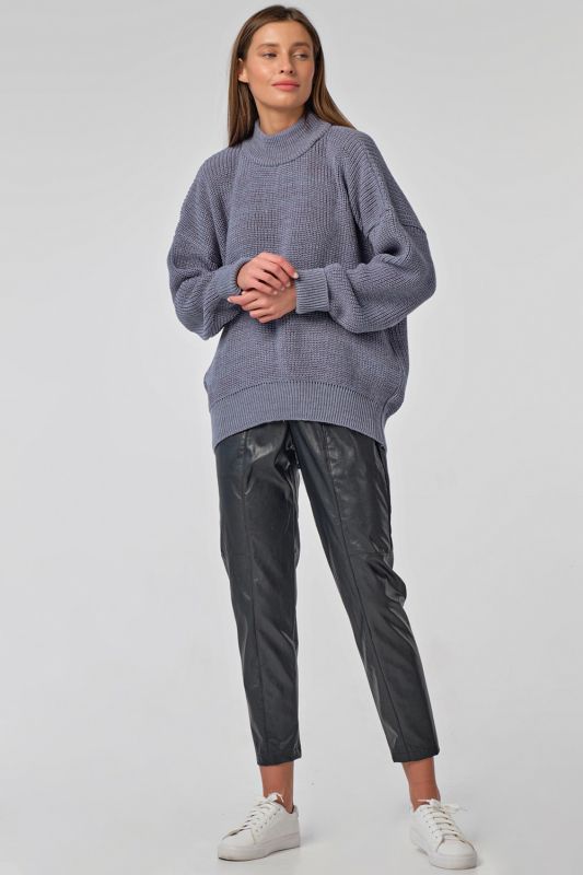 Dusty blue high neck knitted over-size sweater