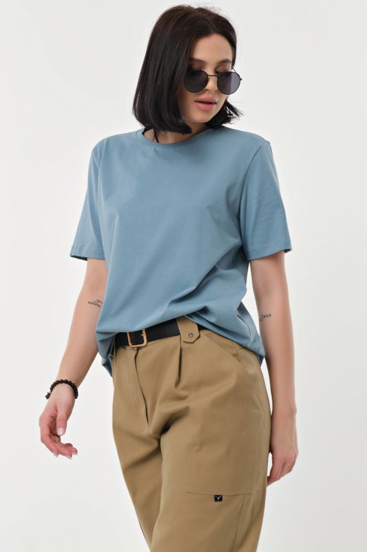 T-shirt basic cotton blue smock