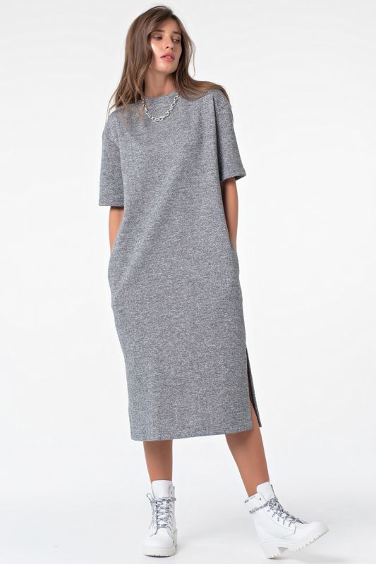 Grey melange futer midi dress