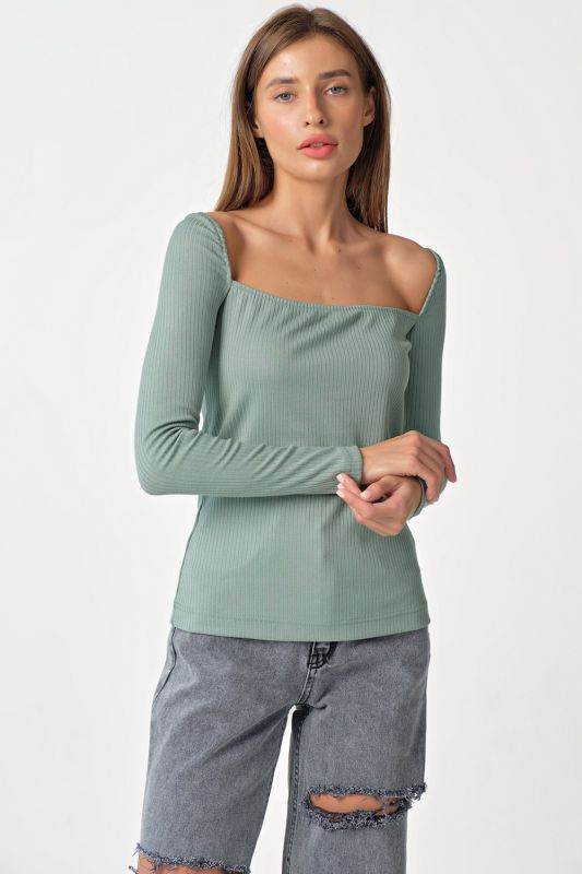 Longsleeve knitted longsleeve with square neckline mint