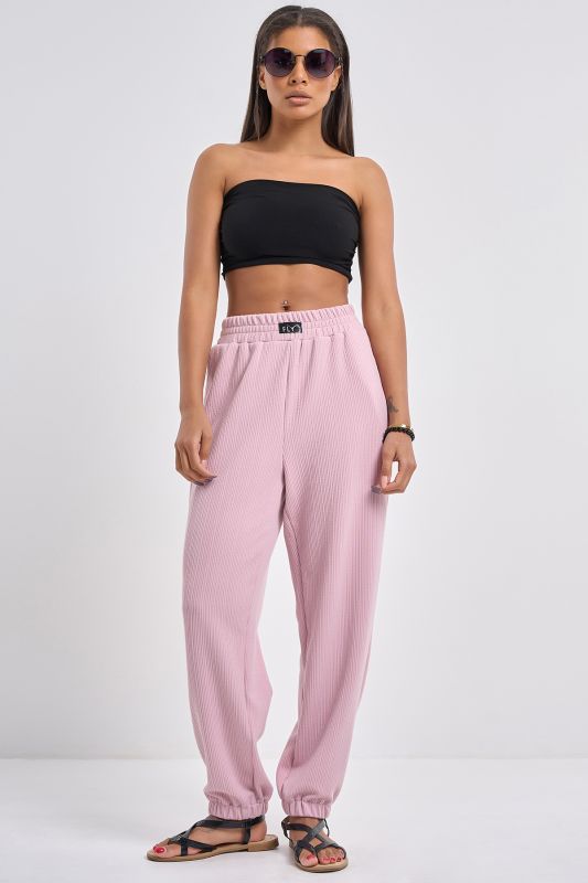 Textured knit pants dusty pink