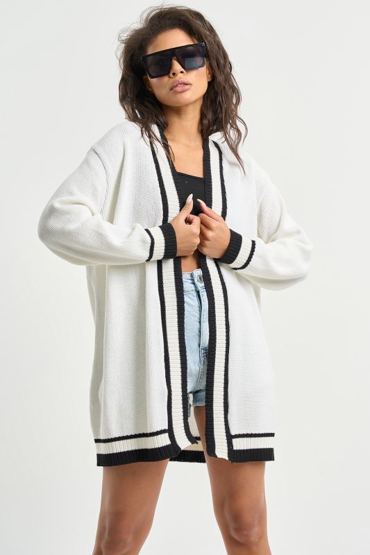 Knitted cardigan with cotton in composition white