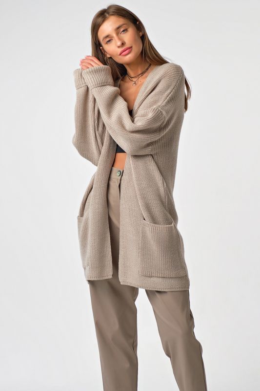 Soft cardigan with pockets natural