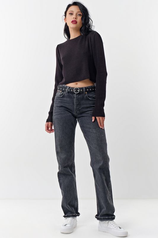 Black cotton cropped sweater