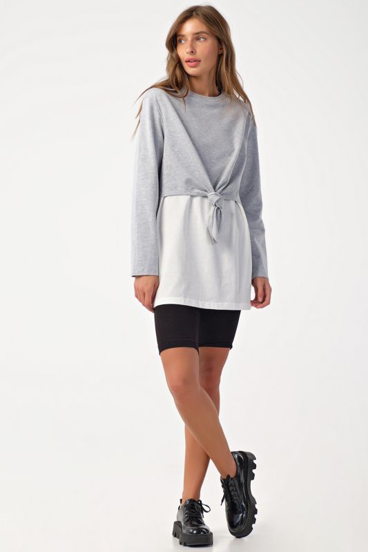 Long-sleeved knitted cotton sports tunic gray