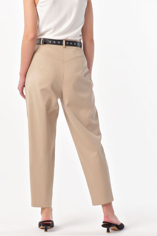 Beige cotton slim fit pants