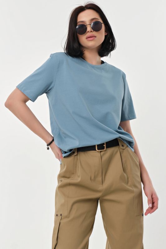 T-shirt basic cotton blue smock