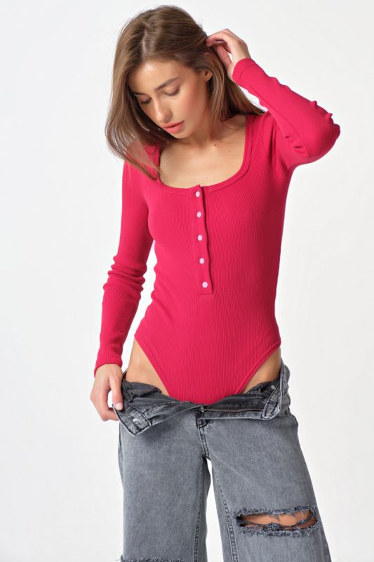 Long-sleeve knitted body with long sleeve raspberry