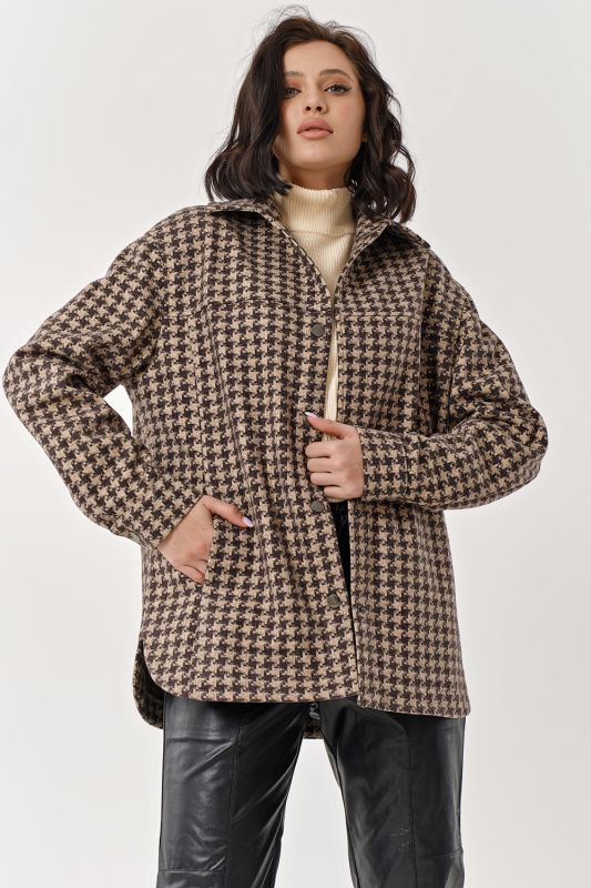 Shirt-jacket of coat fabric beige