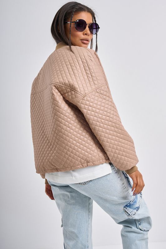 Short bomber made of quilted jacket fabric beige