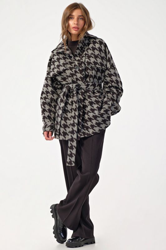 Houndstooth short shirt coat