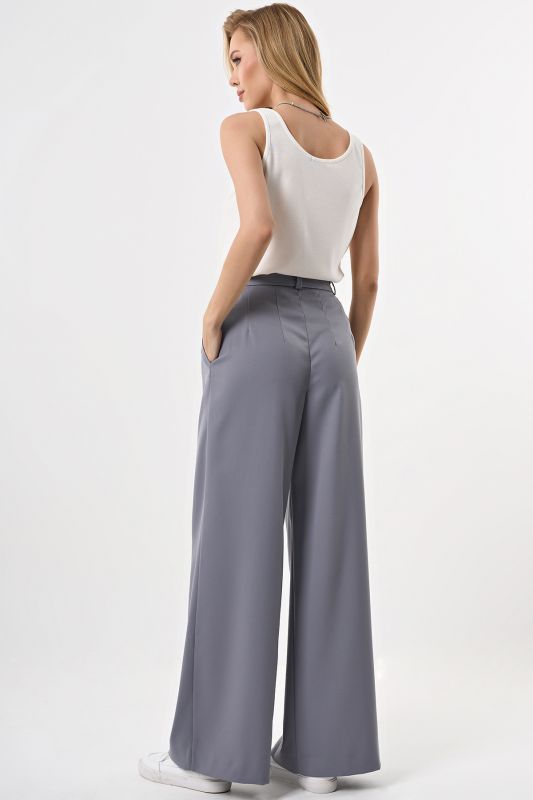 Pants palazzo with high waist gray