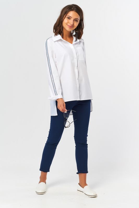 Straight shirt with cotton stripes white