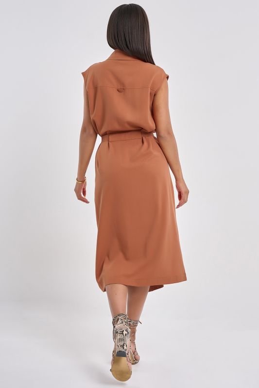 Terracotta straight silhouette safari dress