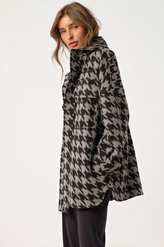 Houndstooth short shirt coat