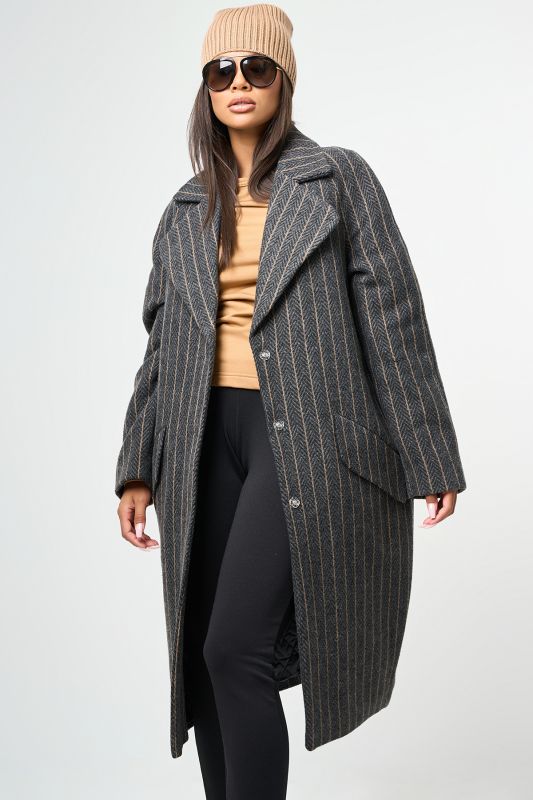 Long wool coat with insulated lining graphite